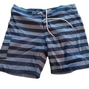 JCrew Men's Swim Trunks Blue Striped Size 35